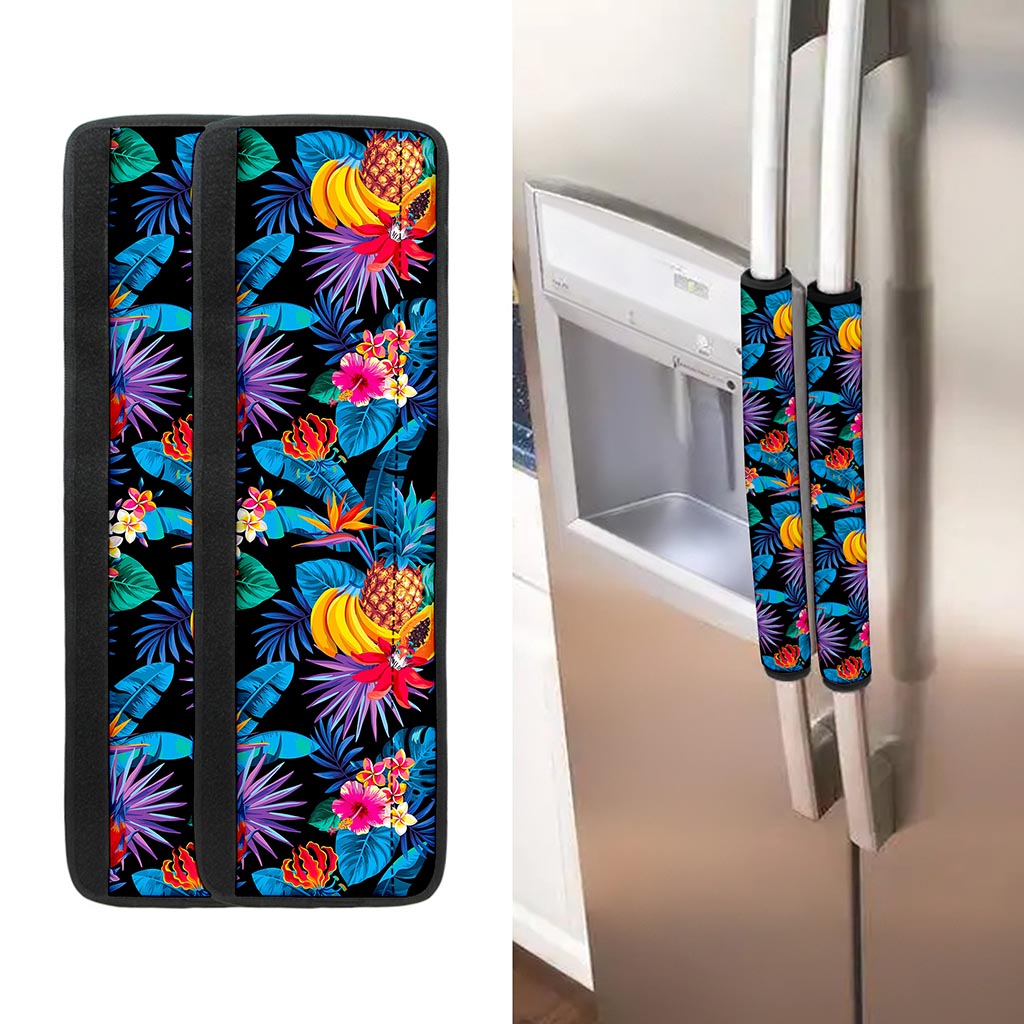 Turquoise Hawaiian Fruits Pattern Print Refrigerator Handle Covers