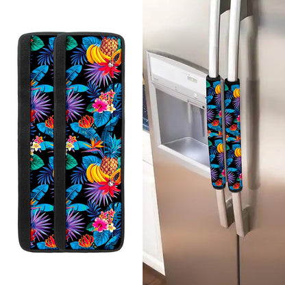 Turquoise Hawaiian Fruits Pattern Print Refrigerator Handle Covers