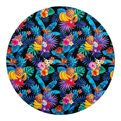 Turquoise Hawaiian Fruits Pattern Print Round Blanket