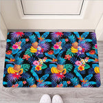 Turquoise Hawaiian Fruits Pattern Print Rubber Doormat