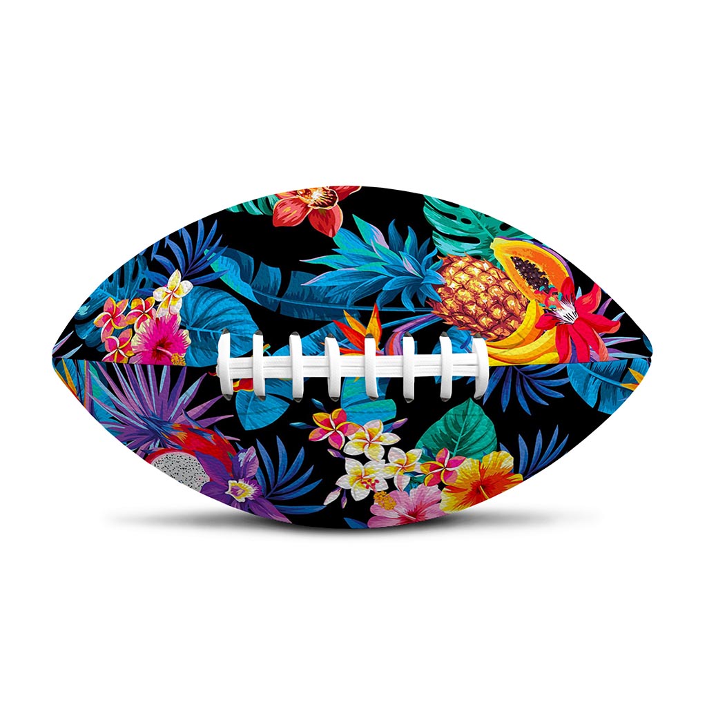 Turquoise Hawaiian Fruits Pattern Print Rugby Ball