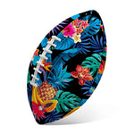 Turquoise Hawaiian Fruits Pattern Print Rugby Ball