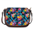 Turquoise Hawaiian Fruits Pattern Print Saddle Bag