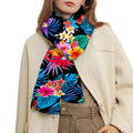 Turquoise Hawaiian Fruits Pattern Print Scarf