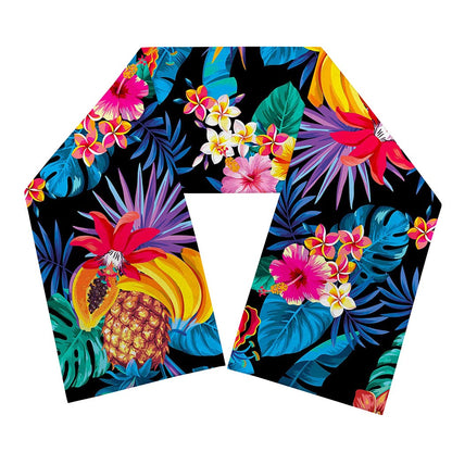 Turquoise Hawaiian Fruits Pattern Print Scarf