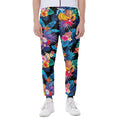 Turquoise Hawaiian Fruits Pattern Print Joggers