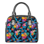 Turquoise Hawaiian Fruits Pattern Print Shoulder Handbag