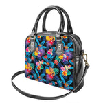 Turquoise Hawaiian Fruits Pattern Print Shoulder Handbag