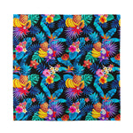 Turquoise Hawaiian Fruits Pattern Print Silk Bandana