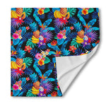 Turquoise Hawaiian Fruits Pattern Print Silk Bandana