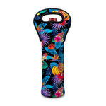 Turquoise Hawaiian Fruits Pattern Print Single Neoprene Wine Tote
