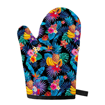 Turquoise Hawaiian Fruits Pattern Print Single Oven Mitt