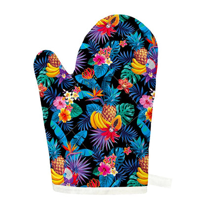 Turquoise Hawaiian Fruits Pattern Print Single Oven Mitt