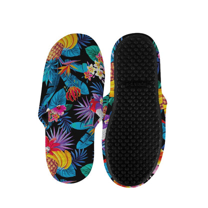 Turquoise Hawaiian Fruits Pattern Print Slippers