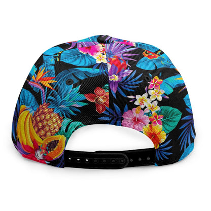 Turquoise Hawaiian Fruits Pattern Print Snapback Cap