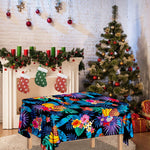 Turquoise Hawaiian Fruits Pattern Print Tablecloth
