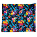 Turquoise Hawaiian Fruits Pattern Print Tapestry