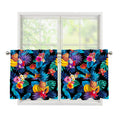 Turquoise Hawaiian Fruits Pattern Print Tier Curtains