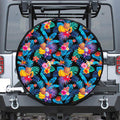 Turquoise Hawaiian Fruits Pattern Print Tire Cover