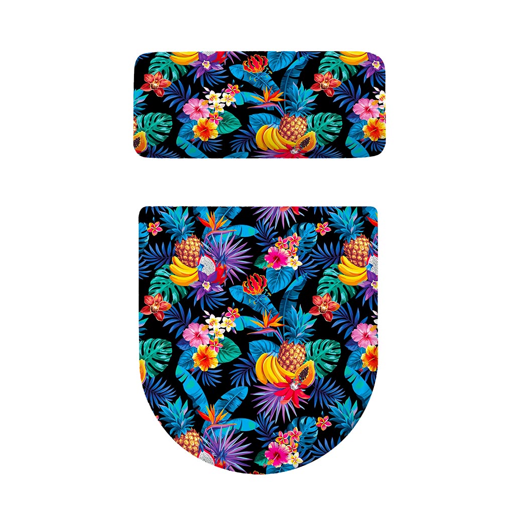 Turquoise Hawaiian Fruits Pattern Print Toilet Lid And Tank Cover Set