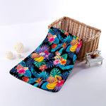 Turquoise Hawaiian Fruits Pattern Print Towel