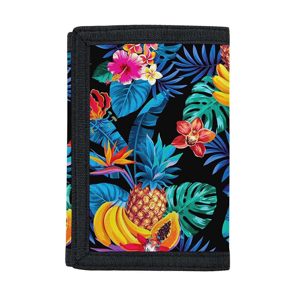 Turquoise Hawaiian Fruits Pattern Print Trifold Wallet