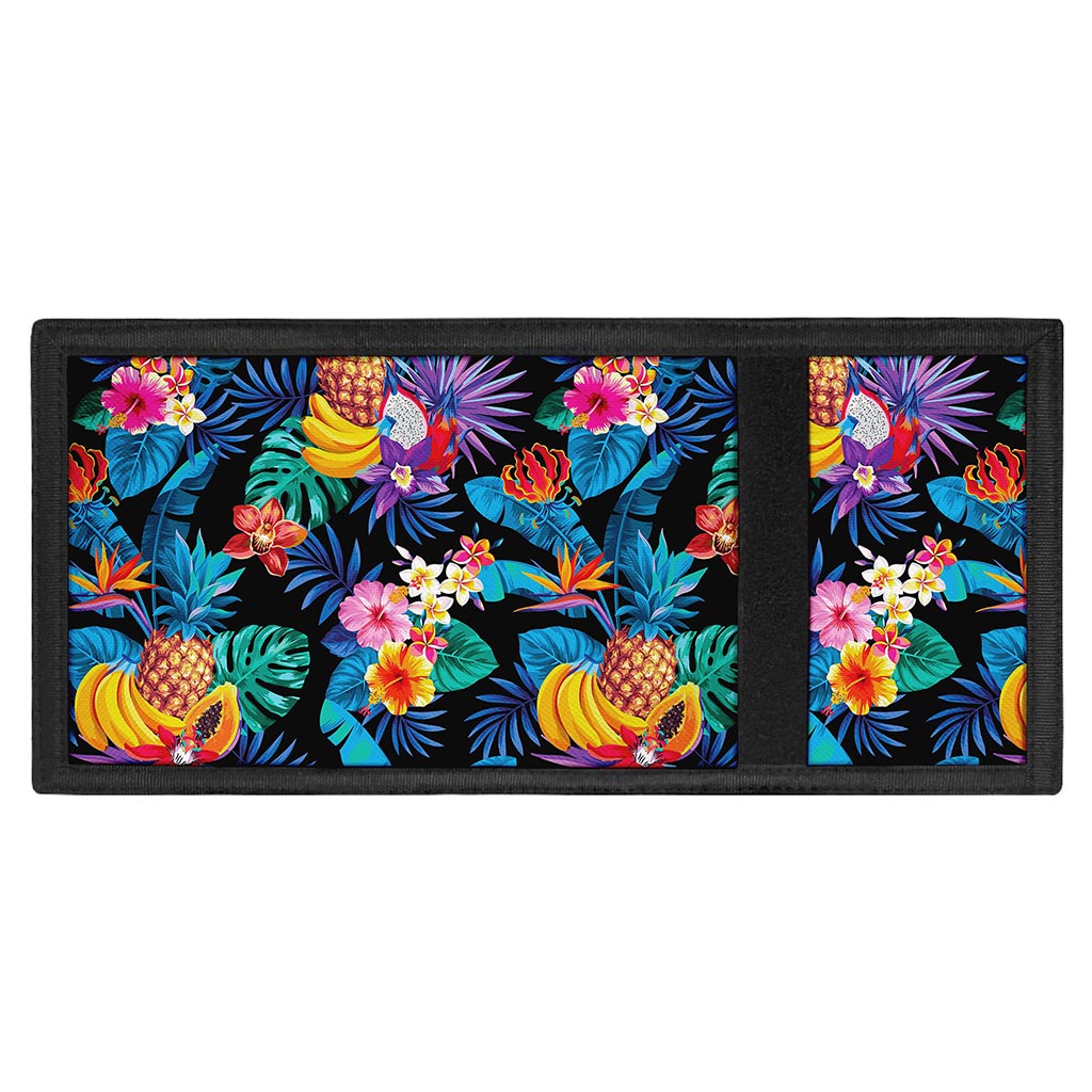 Turquoise Hawaiian Fruits Pattern Print Trifold Wallet
