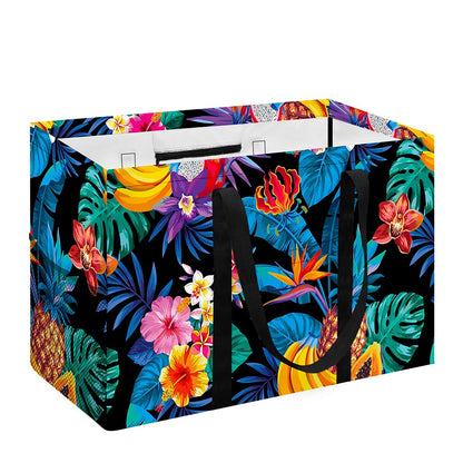 Turquoise Hawaiian Fruits Pattern Print Utility Tote Bag