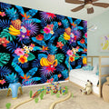 Turquoise Hawaiian Fruits Pattern Print Wall Sticker