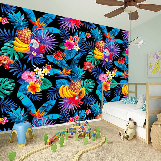 Turquoise Hawaiian Fruits Pattern Print Wall Sticker