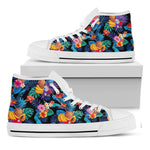 Turquoise Hawaiian Fruits Pattern Print White High Top Sneakers