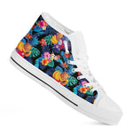 Turquoise Hawaiian Fruits Pattern Print White High Top Sneakers