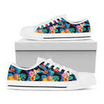 Turquoise Hawaiian Fruits Pattern Print White Low Top Sneakers