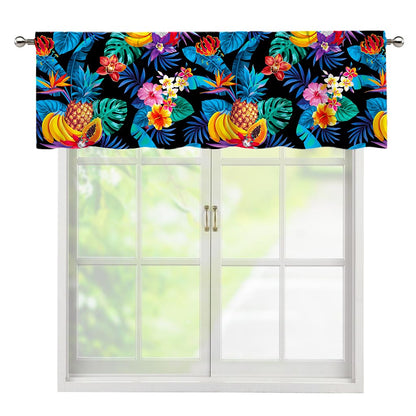 Turquoise Hawaiian Fruits Pattern Print Window Valance
