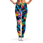 Turquoise Hawaiian Fruits Pattern Print Women's Leggings