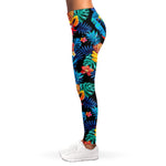Turquoise Hawaiian Fruits Pattern Print Women's Leggings