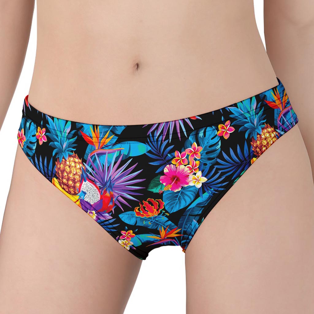 Turquoise Hawaiian Fruits Pattern Print Women's Panties