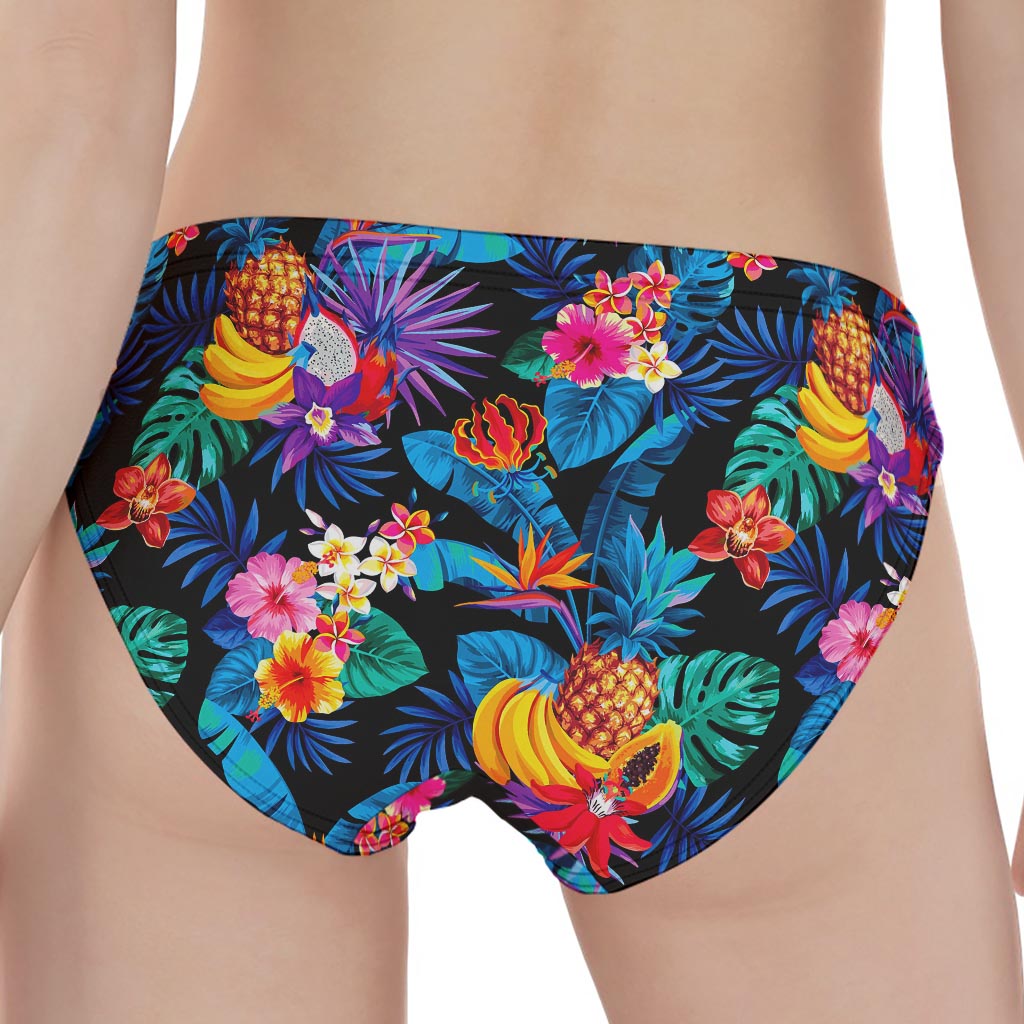 Turquoise Hawaiian Fruits Pattern Print Women's Panties