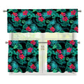 Turquoise Hawaiian Palm Leaves Print 3 Piece Kitchen Curtains