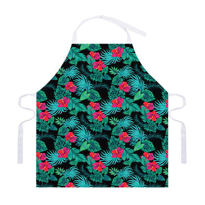 Turquoise Hawaiian Palm Leaves Print Adjustable Apron