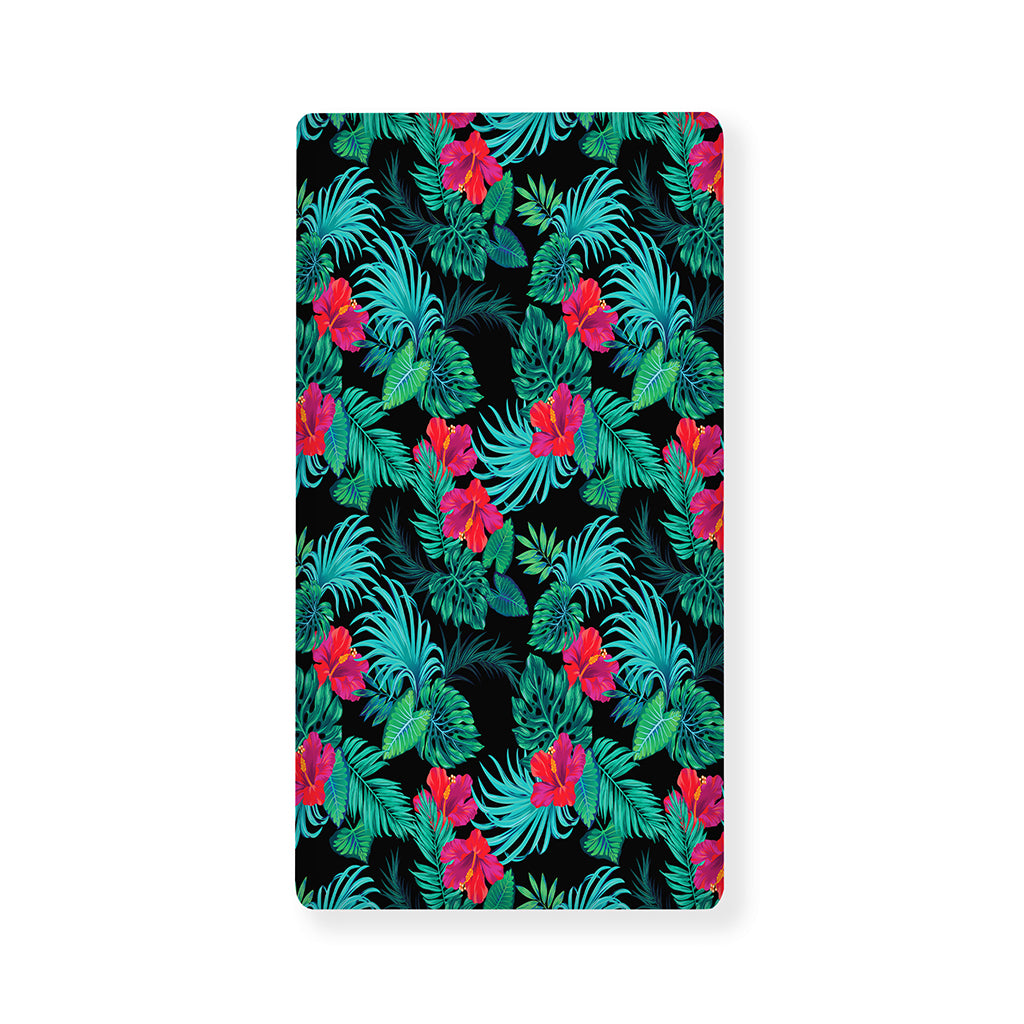 Turquoise Hawaiian Palm Leaves Print Baby Crib Sheet