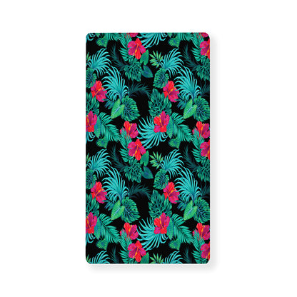 Turquoise Hawaiian Palm Leaves Print Baby Crib Sheet