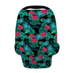 Turquoise Hawaiian Palm Leaves Print Baby Seat Cover