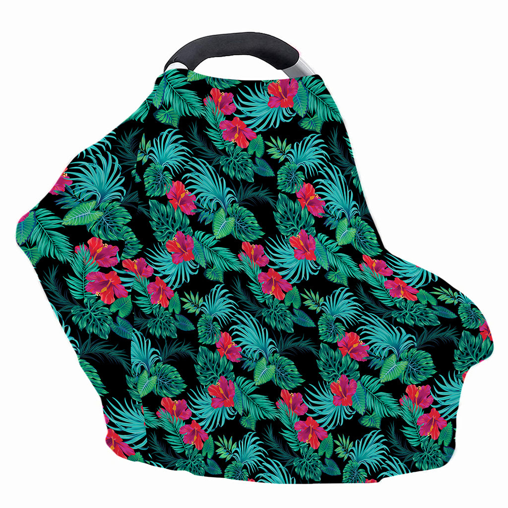 Turquoise Hawaiian Palm Leaves Print Baby Seat Cover