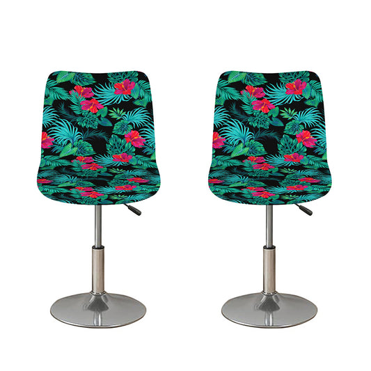 Turquoise Hawaiian Palm Leaves Print Bar Stool Covers
