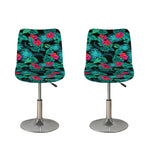 Turquoise Hawaiian Palm Leaves Print Bar Stool Covers
