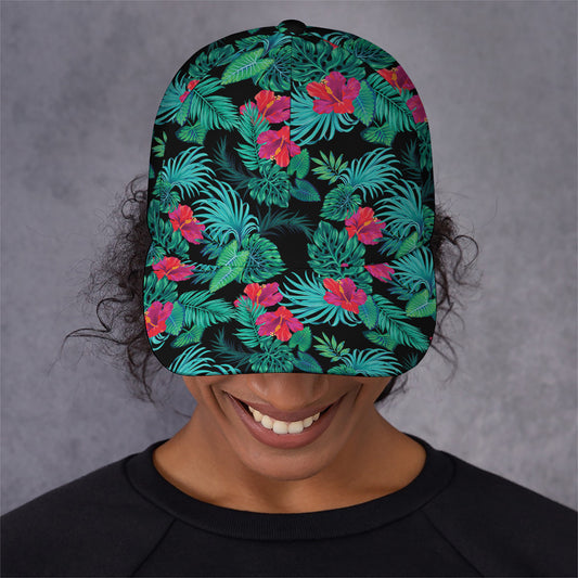 Turquoise Hawaiian Palm Leaves Print Baseball Cap