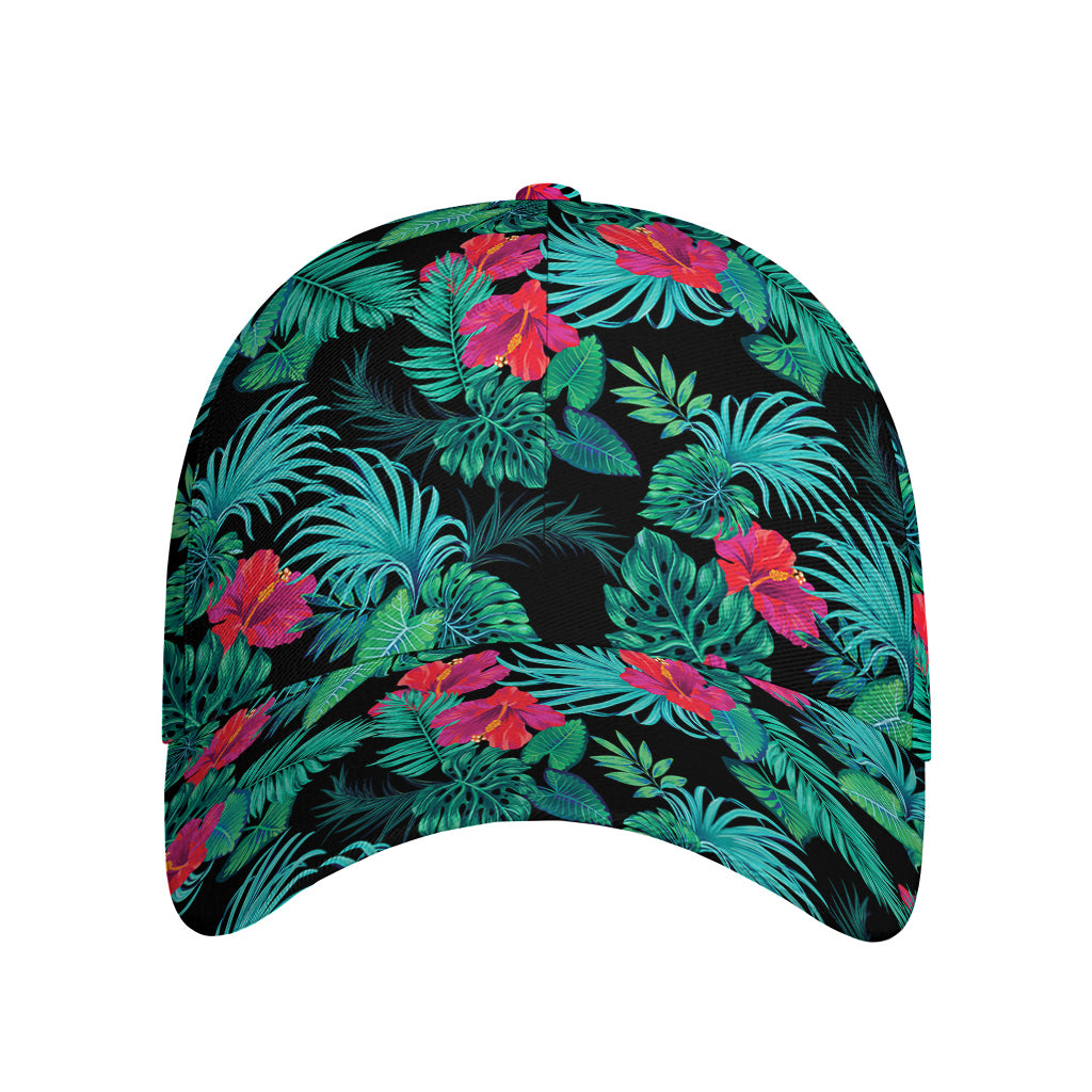 Turquoise Hawaiian Palm Leaves Print Baseball Cap