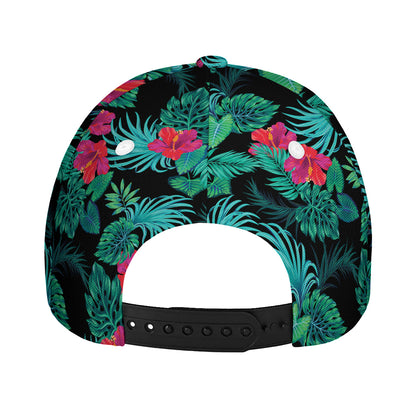 Turquoise Hawaiian Palm Leaves Print Baseball Cap