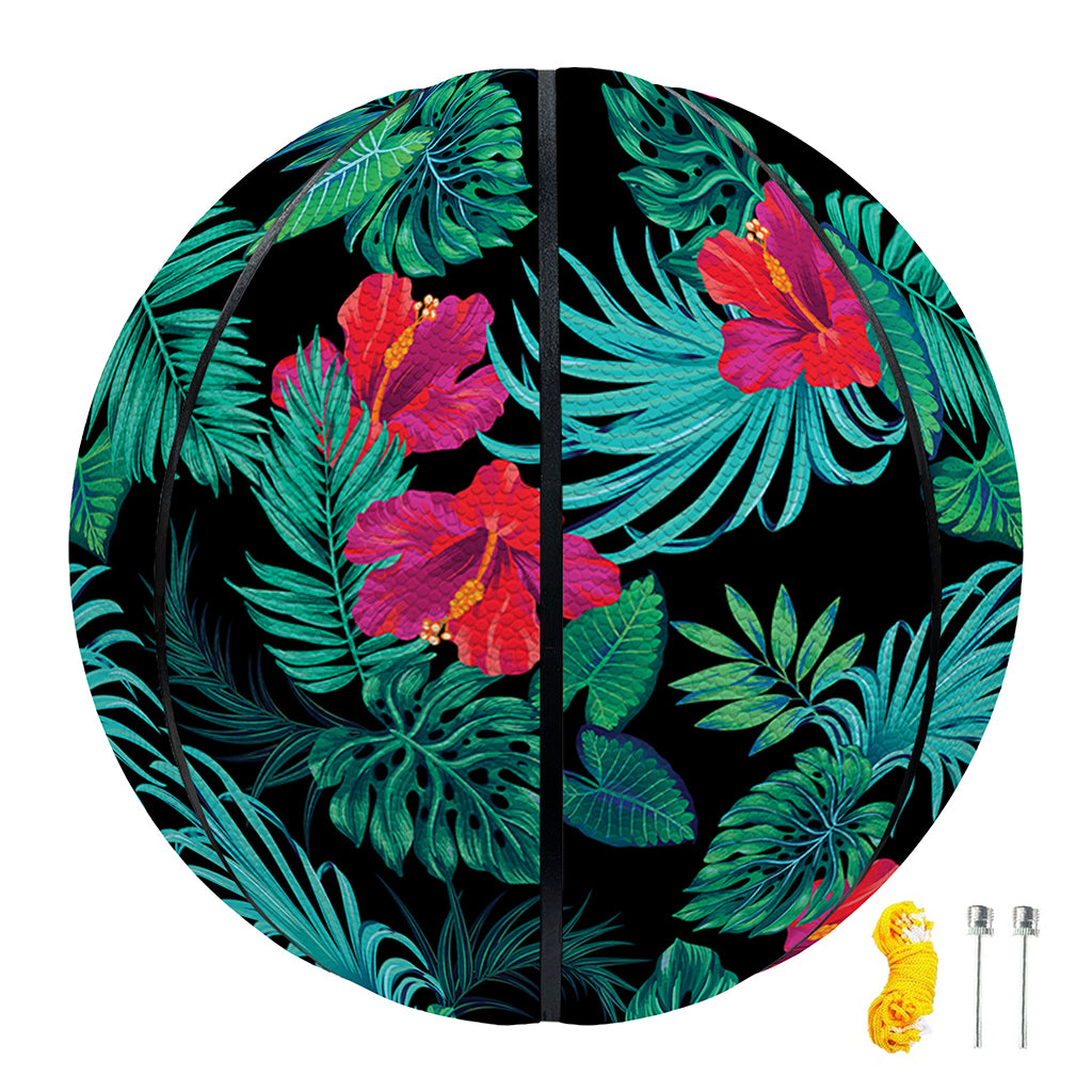 Turquoise Hawaiian Palm Leaves Print Basketball